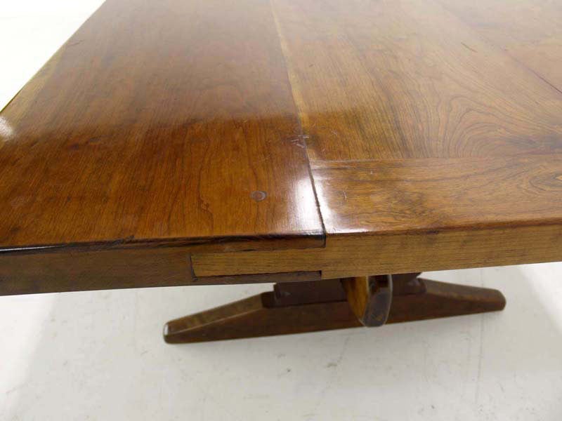 American Thick Solid Cherry-Top Harvest or Trestle Dining Table