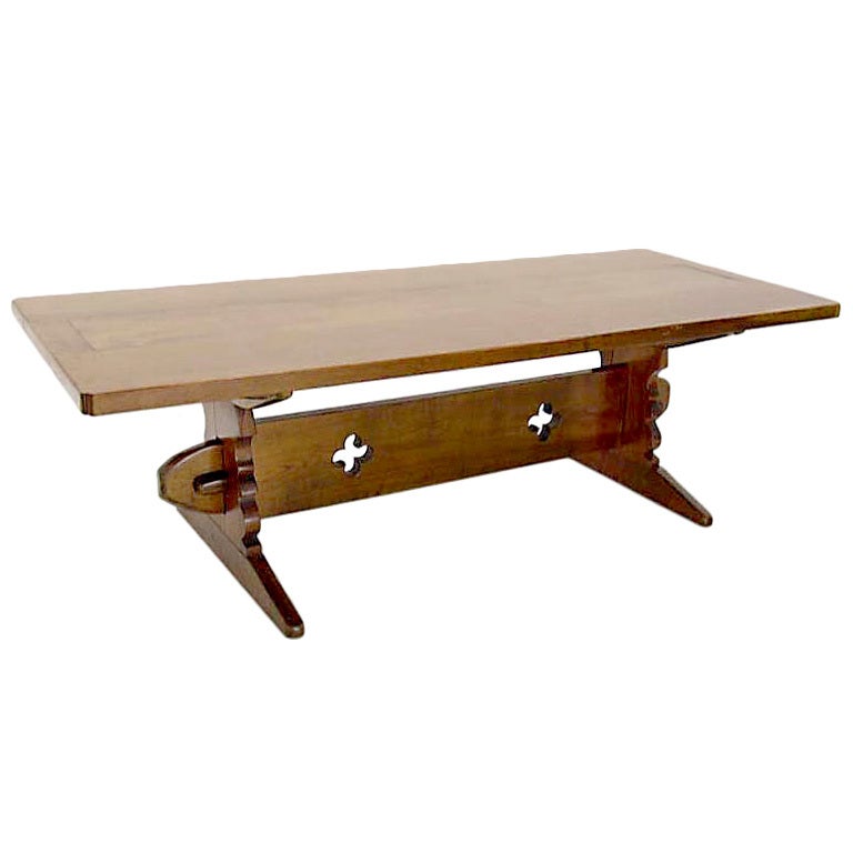 Thick Solid Cherry-Top Harvest or Trestle Dining Table
