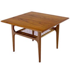 Danish Mid Century Moden Teak And Cane Side End Table Stand Danish Mid Century Moden Teak And Cane Side End Table Stand