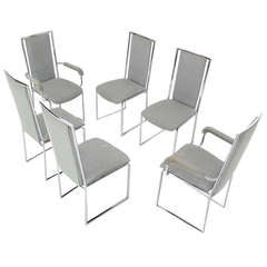 Set of Six Mid-Century Modern Chrome Dining Chairs