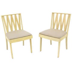 Pair of Paul Frankl Lattice Back Chairs