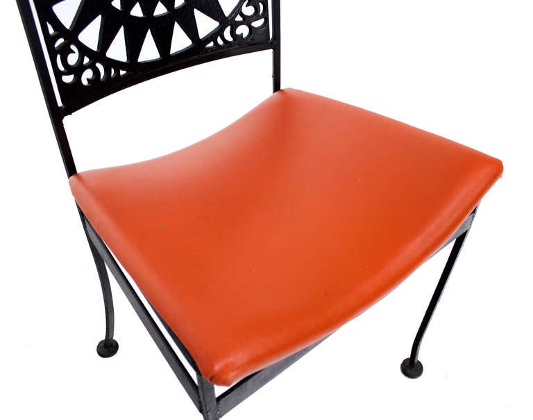American Heavy Steel Chair Pierced Sun Sunburst Design , Mid-Century Modern