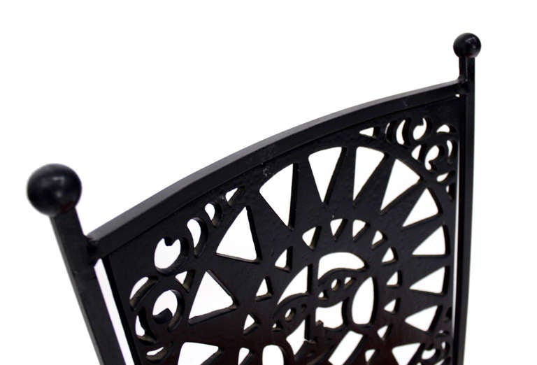 Heavy Steel Chair Pierced Sun Sunburst Design , Mid-Century Modern 1