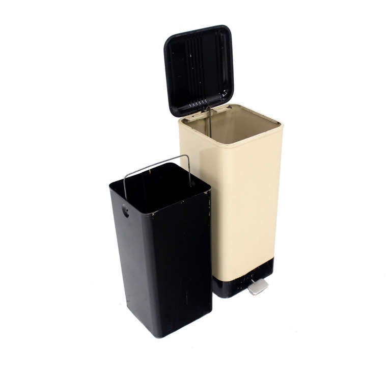 1950's Press to Open Metal Trash Can Mid Century Modern