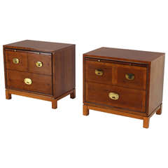 Pair of Mid-Century Modern Banded Nigh Stands or End Tables by Hickory