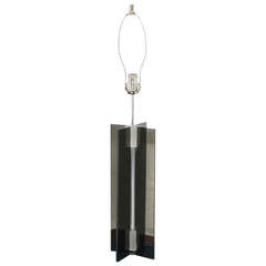 Smoked Lucite X-Base Chrome Table Lamp