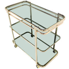 Three-Tier Brass Smoked Glass Cart Trolley