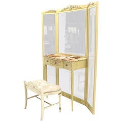 Tri-Fold Mirror Vanity with Onyx Top and Bench 1