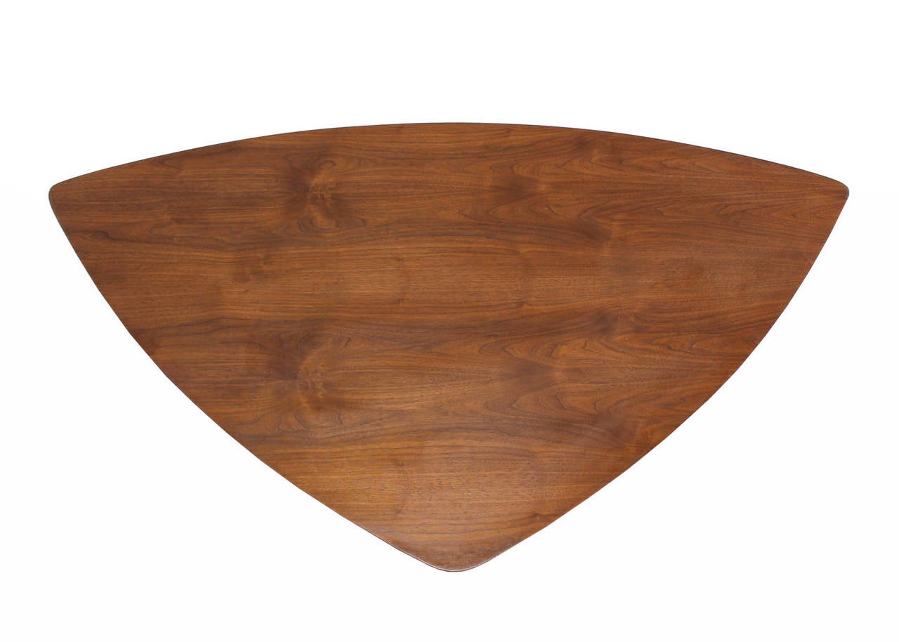 Mid-Century Modern Triangular Surfboard-Shape Walnut Coffee Table