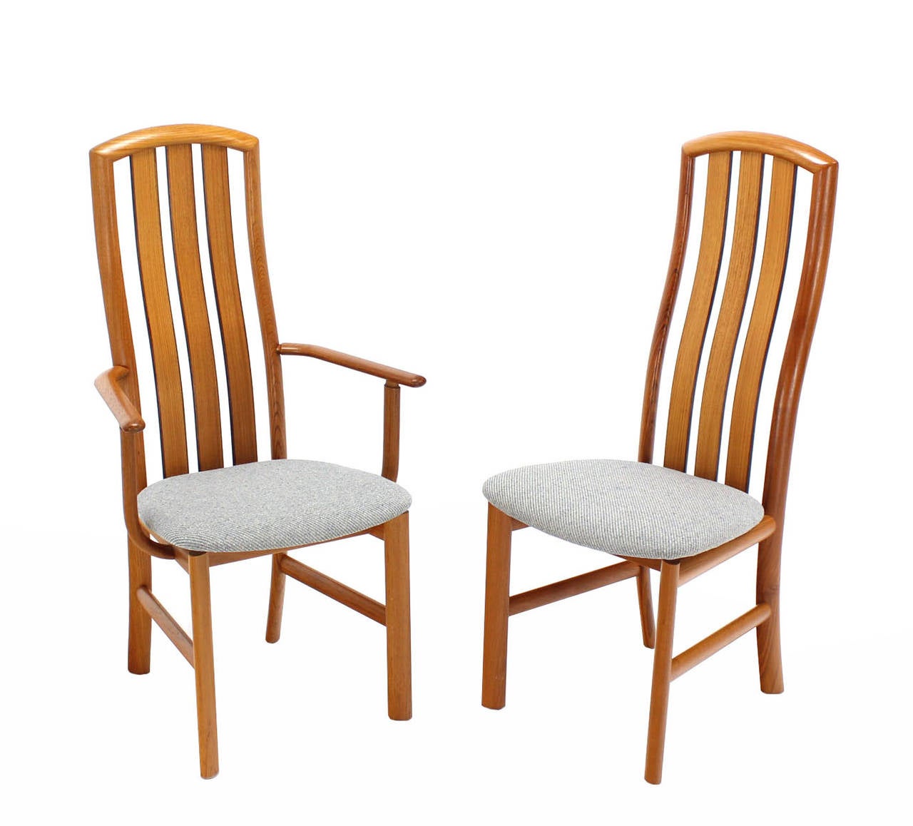 Mid-Century Modern Set of Eight Danish Modern Tall Back Teak Chairs New Upholstery