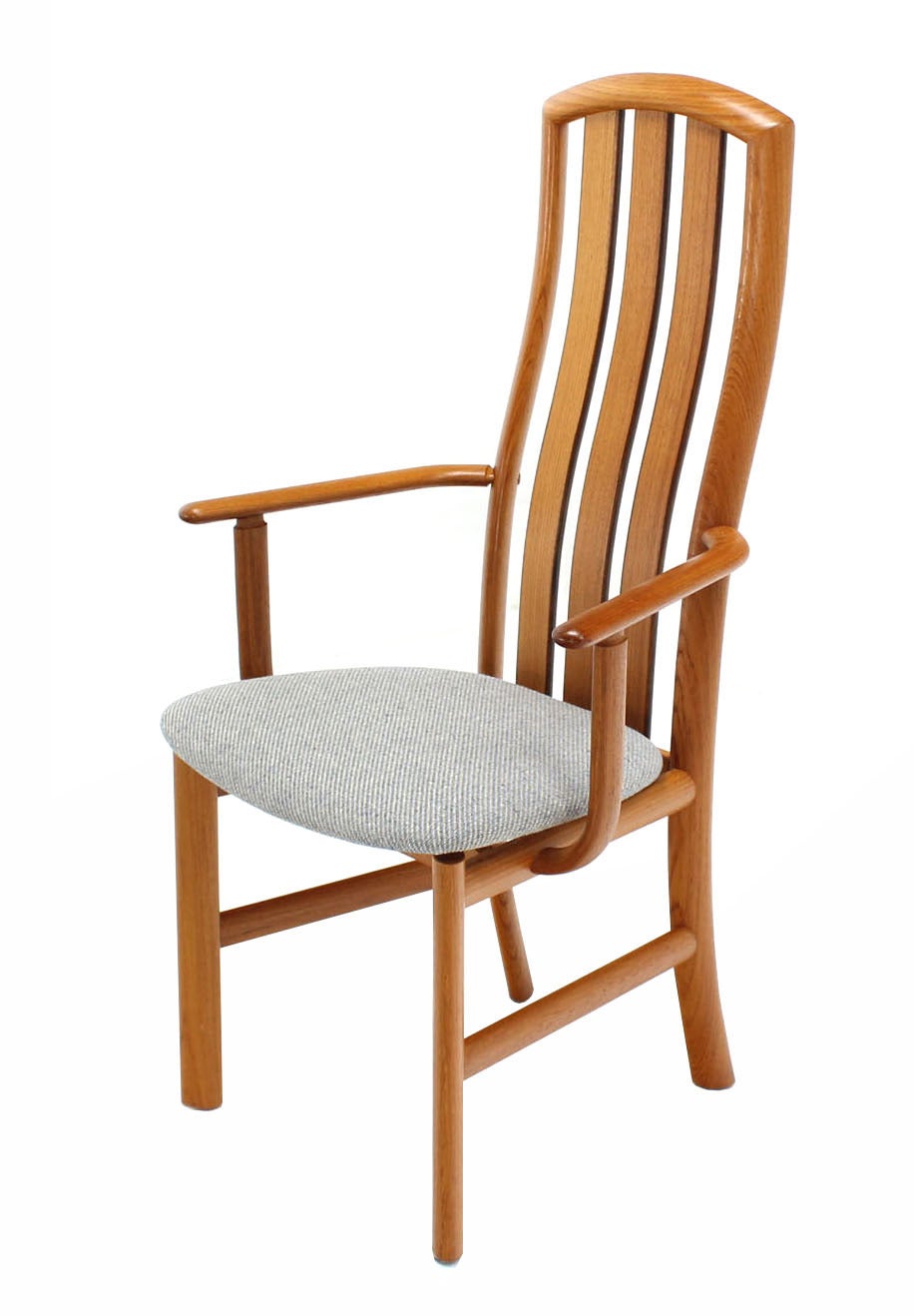 American Set of Eight Danish Modern Tall Back Teak Chairs New Upholstery