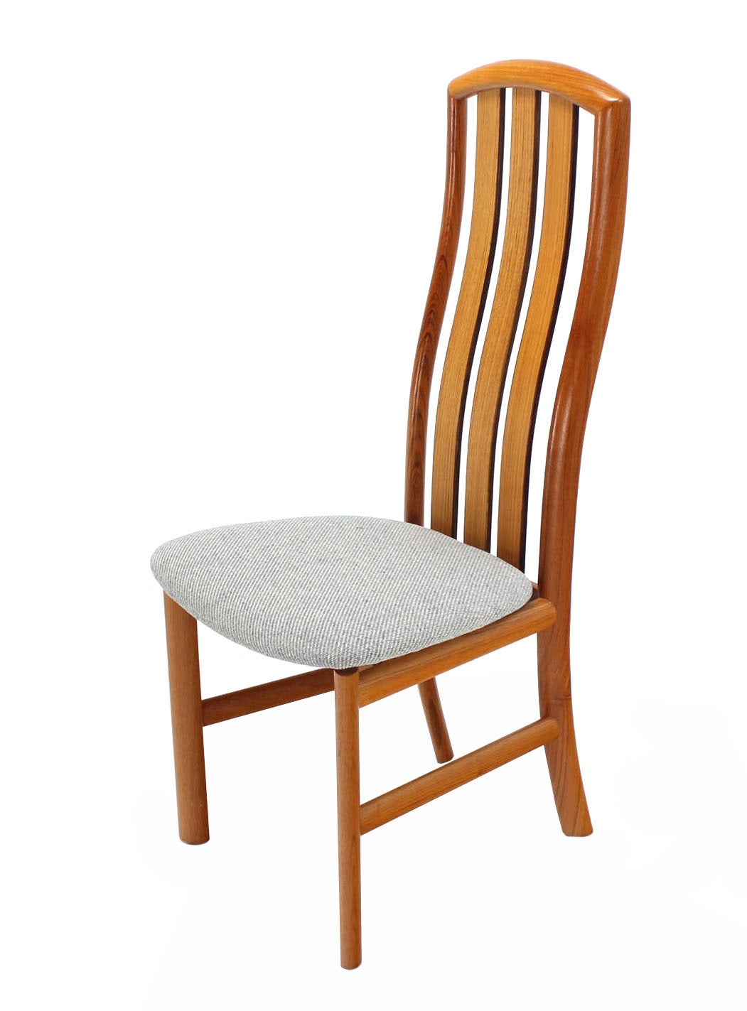 Set of Eight Danish Modern Tall Back Teak Chairs New Upholstery In Excellent Condition In Rockaway, NJ