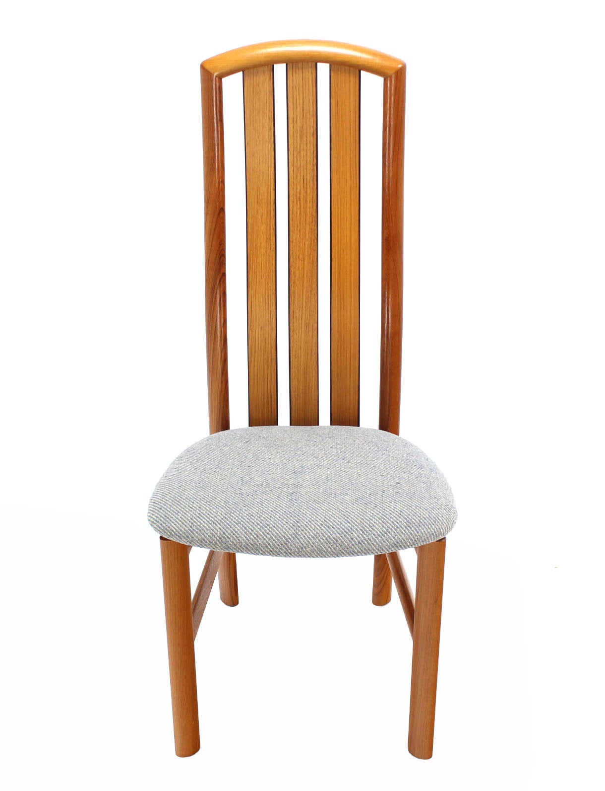 20th Century Set of Eight Danish Modern Tall Back Teak Chairs New Upholstery