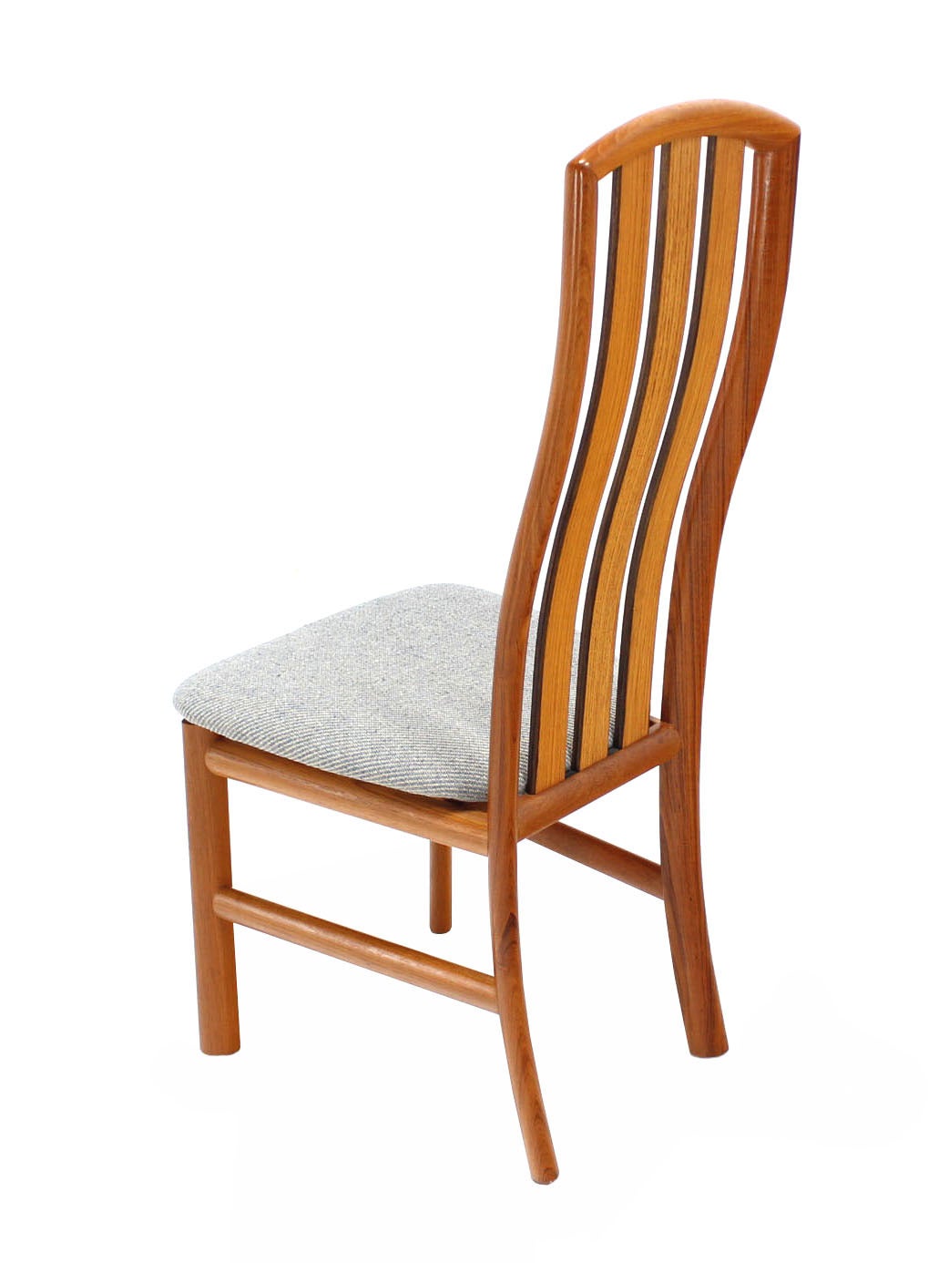 Set of Eight Danish Modern Tall Back Teak Chairs New Upholstery 1