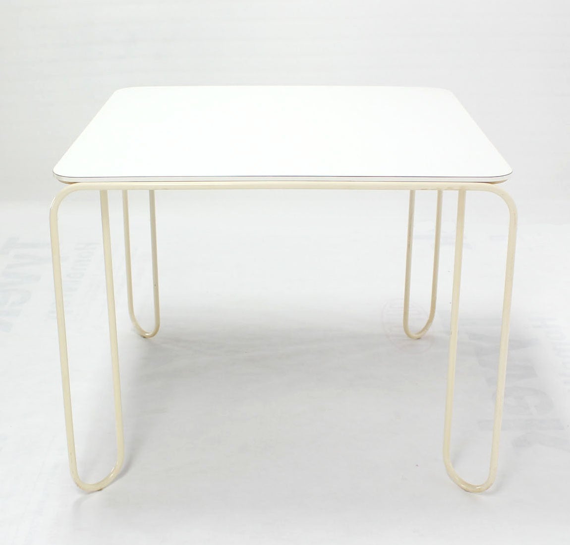 American Mid-Century Modern Square White-Top and Wire Legs Game Table