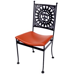 Vintage Heavy Steel Chair Pierced Sun Sunburst Design , Mid-Century Modern