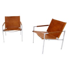 Pair of Mid Century Modern Leather Lounge Chairs