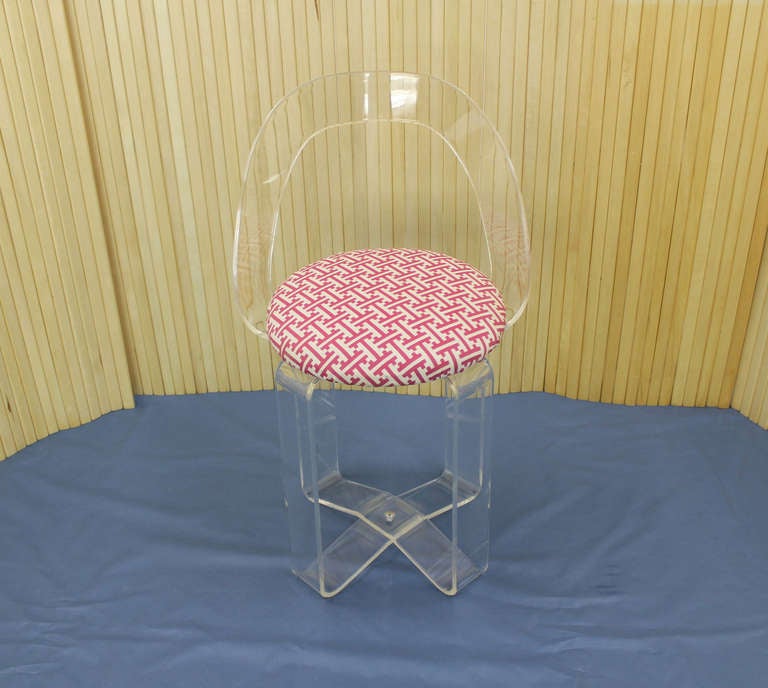 American Mid-Century Modern Lucite Vanity Chair or Piano Stool