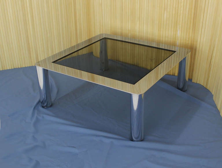 Chrome and Smoked Glass Mid-Century Modern Coffee Table 5