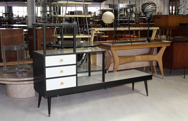American Mid-Century Modern Credenza and Cabinet Combo with Bench Etagere