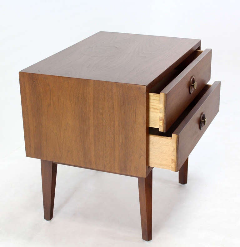 Mid-20th Century Pair of Mid-Century Modern, Two-Drawer Night Stands or End Tables