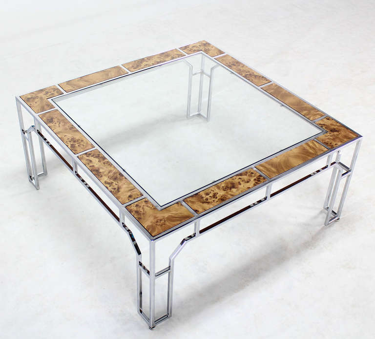 Mid-20th Century Mid-Century Modern, Chrome and Glass Square Coffee Table