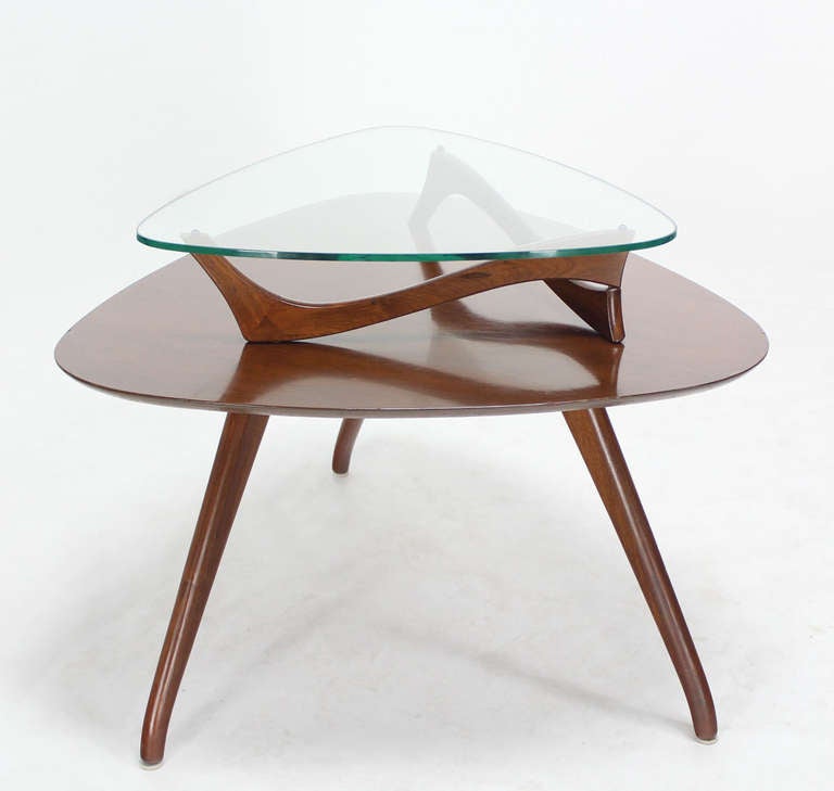 Pair of Organic Shape End Tables with Glass Tops 1