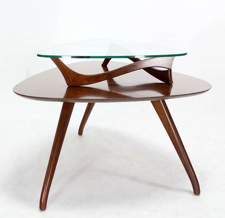 Pair of Organic Shape End Tables with Glass Tops 2
