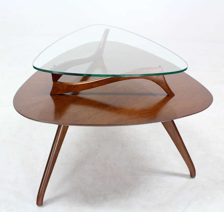 Pair of Organic Shape End Tables with Glass Tops 3