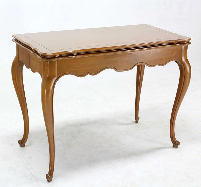 Mid-Century Modern French Provincial Flip-Top Console or Dining Table with Three Leaves