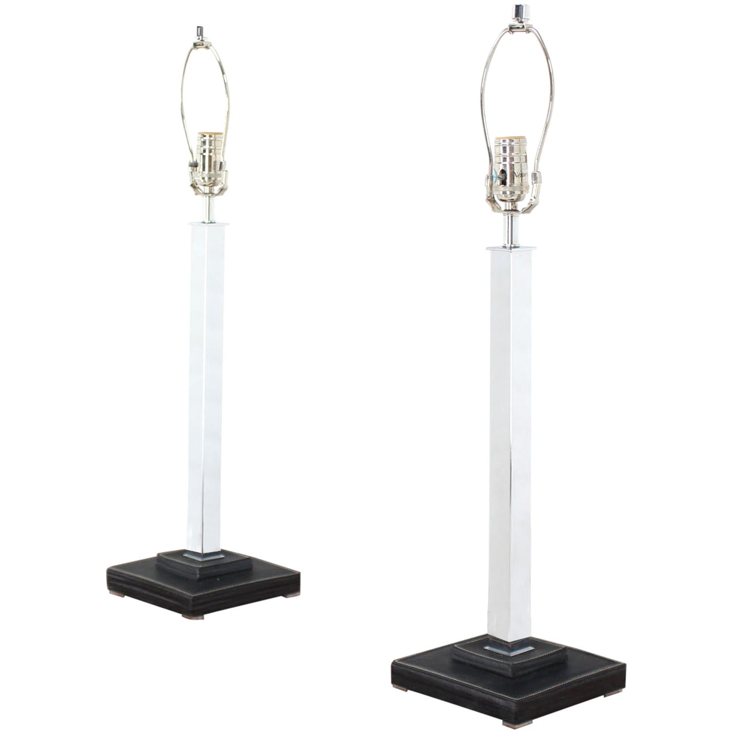 Pair of Chrome Modern Table Lamps by Nessen