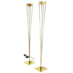 Pair of Brass Mid-Century Modern Halogen Floor Lamps