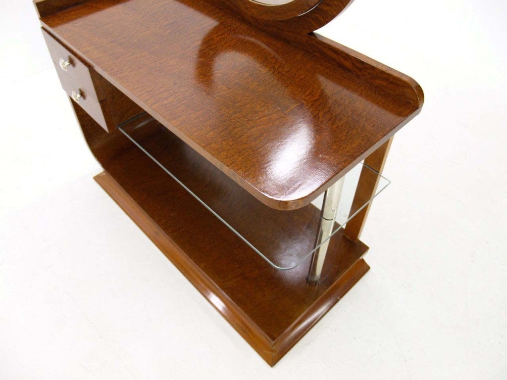 Art Deco c.1940's Tiger Maple Vanity Dressing Table