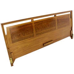 Mid Century Danish Modern Walnut Headboard King Bed