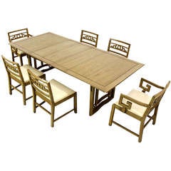Mid-Century Oriental Modern Dining Table Set with Six Chairs 4