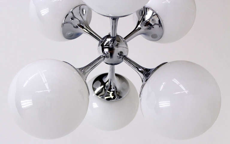 Mid-Century Modern Chrome Glass Mid Century Modern Ball Shades Sputnik Style Light Fixture