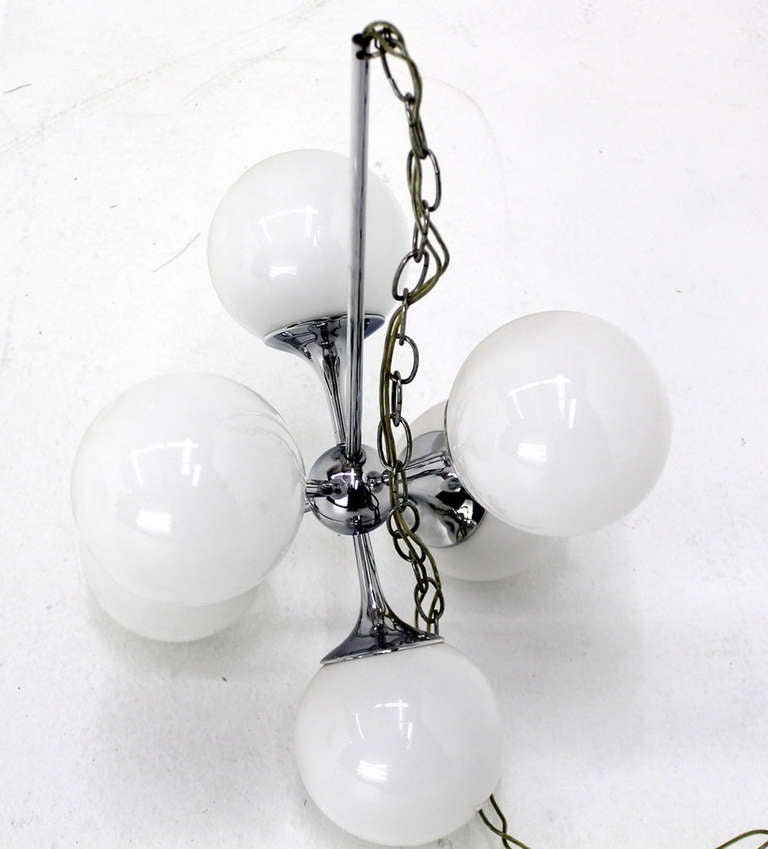 American Chrome Glass Mid Century Modern Ball Shades Sputnik Style Light Fixture