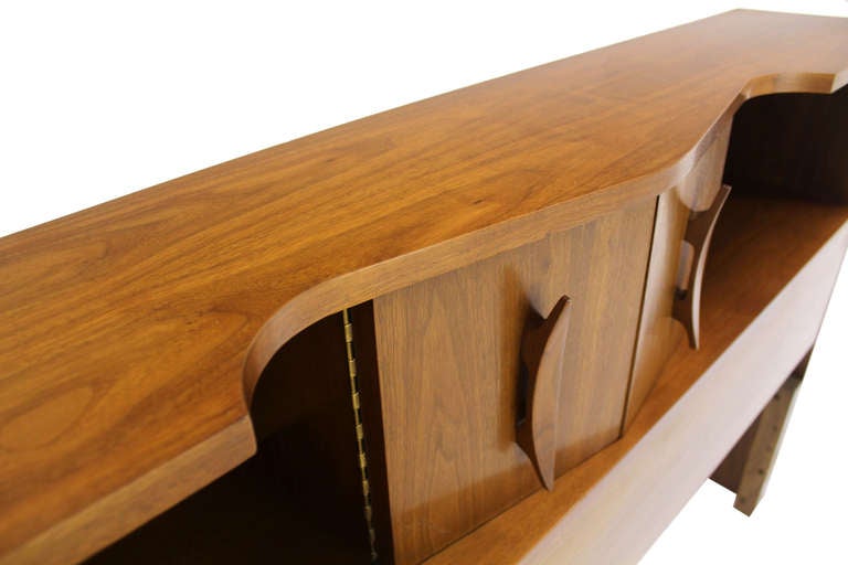 Mid-Century Danish Modern Walnut Full-Size Sculptural Headboard