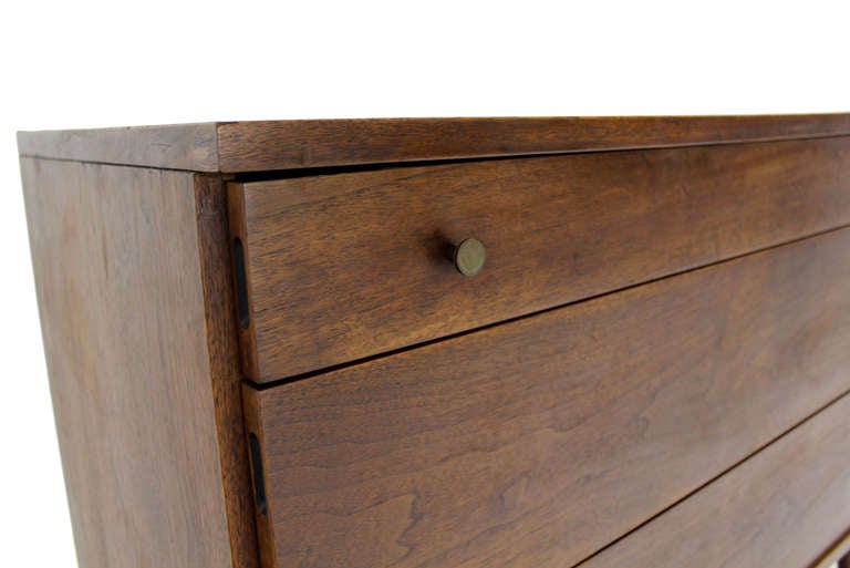 Mid Century Danish Modern Walnut 3 Drawer Cabinet Bachelor Chest Dresser