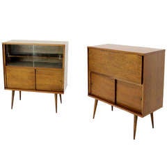 Pair of Mid-Century Modern Cabinet Bookcases