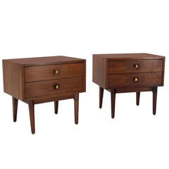 Retro Pair of Mid-Century Modern, Two-Drawer Night Stands or End Tables