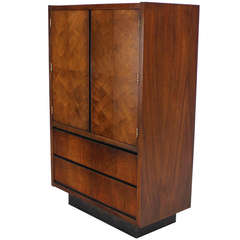 Mid-Century Modern Walnut Gentlemen's High Chest Chifferobe Armoire