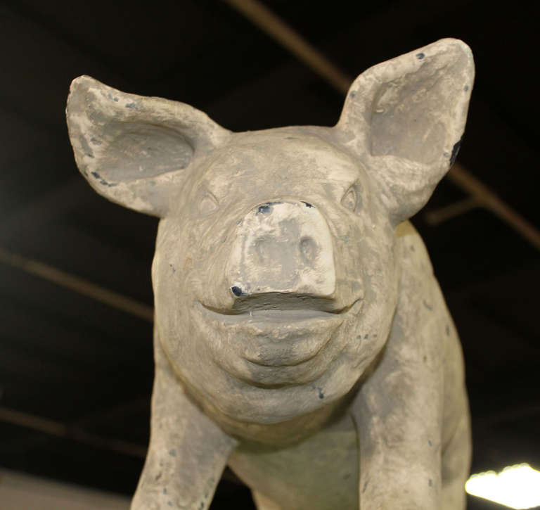 Mid-Century Modern Midcentury Modern Sculpture of a Pig Painted Composite