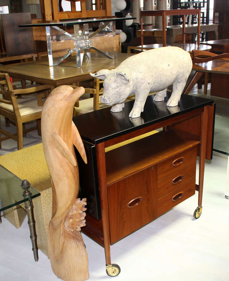 Midcentury Modern Sculpture of a Pig Painted Composite 3