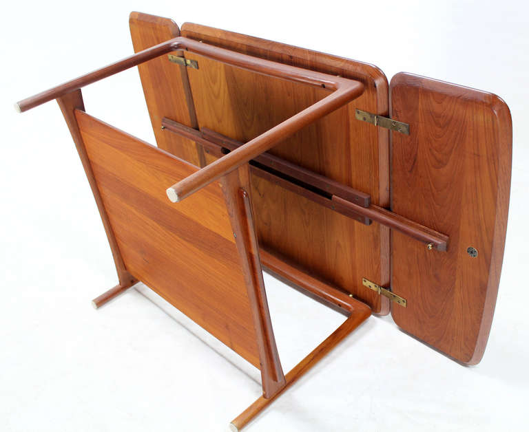 Danish Mid Century Modern Square Solid Teak  Drop Leaf Coffee Side Table MINT! For Sale 2