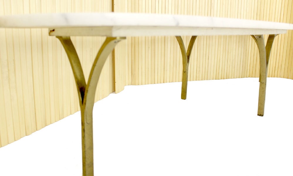 Mid Century Modern Brass Legs Marble Top Coffee Table 5