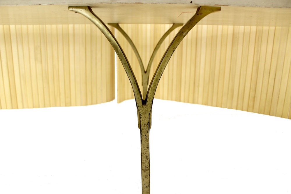 American Mid Century Modern Brass Legs Marble Top Coffee Table