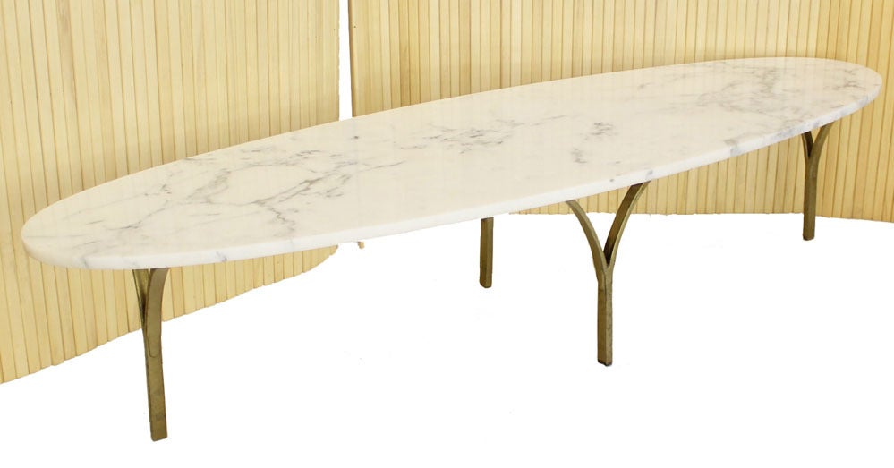 Mid Century Modern Brass Legs Marble Top Coffee Table 2