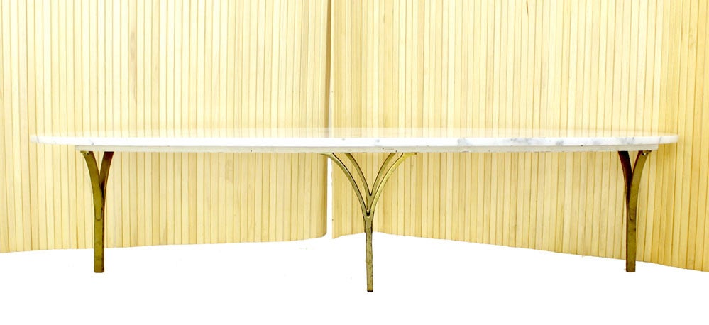 Mid Century Modern Brass Legs Marble Top Coffee Table 3