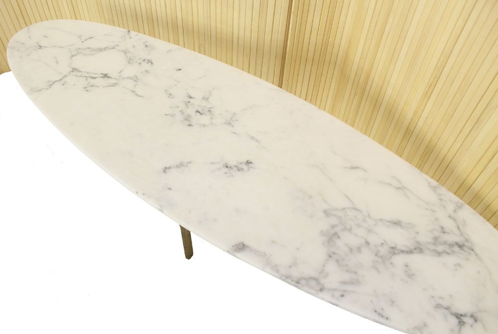 Mid Century Modern Brass Legs Marble Top Coffee Table 4